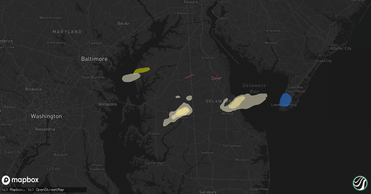 Hail map in Goldsboro, MD on August 20, 2026