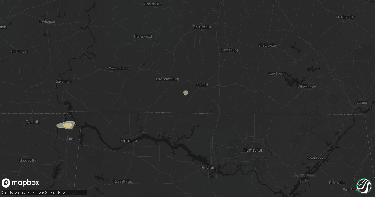 Hail map in Goodspring, TN on August 20, 2026