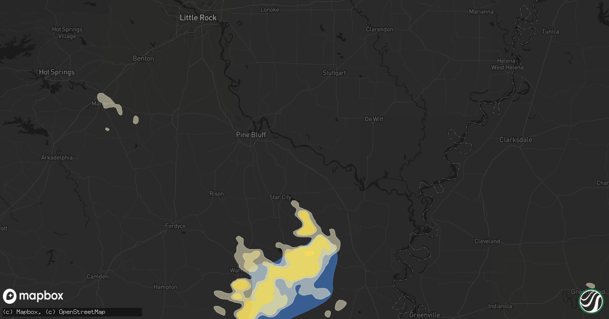 Hail map in Grady, AR on August 20, 2026