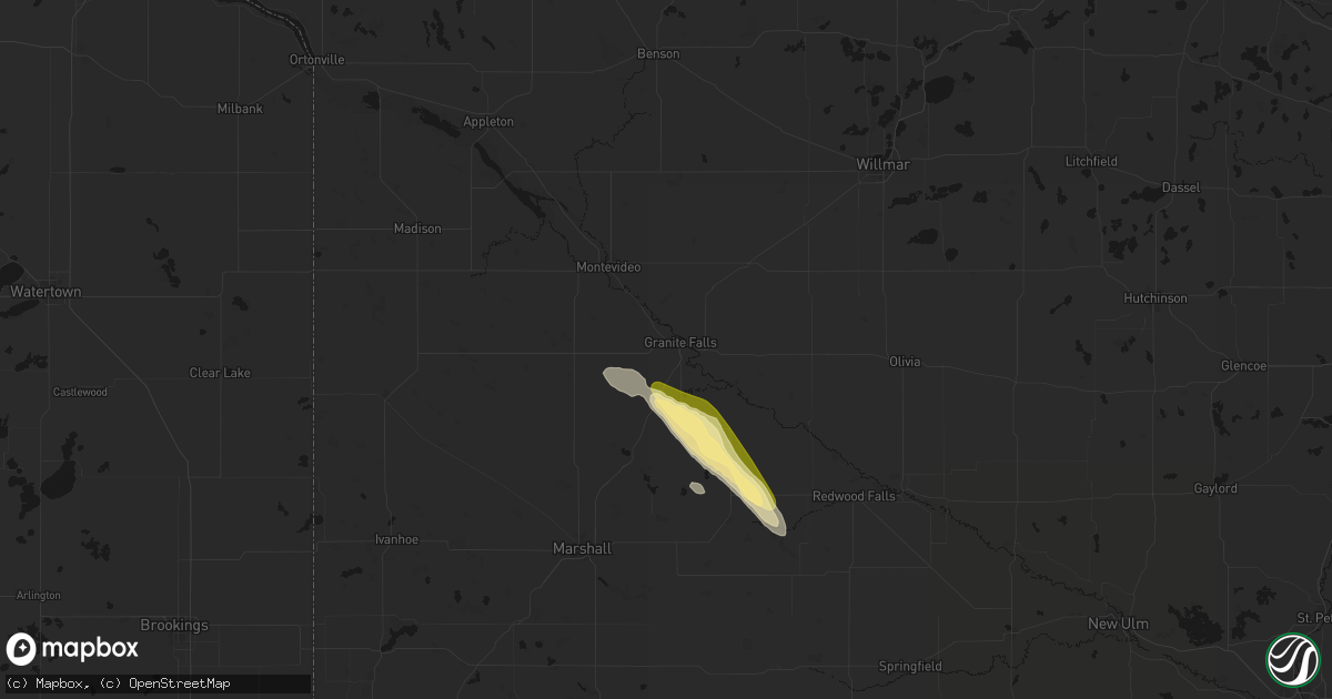 Hail map in Granite Falls, MN on August 20, 2026