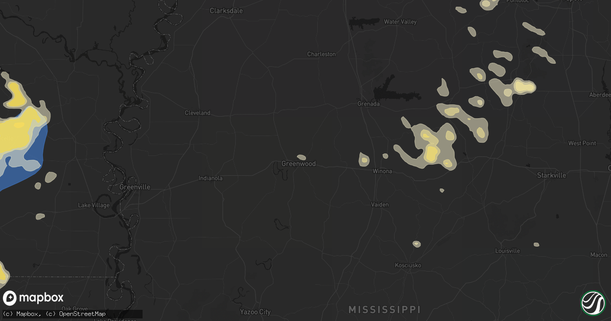 Hail map in Greenwood, MS on August 20, 2026