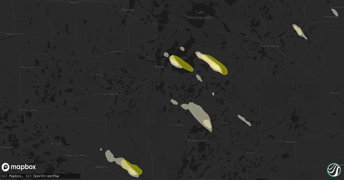 Hail map in Hackensack, MN on August 20, 2026