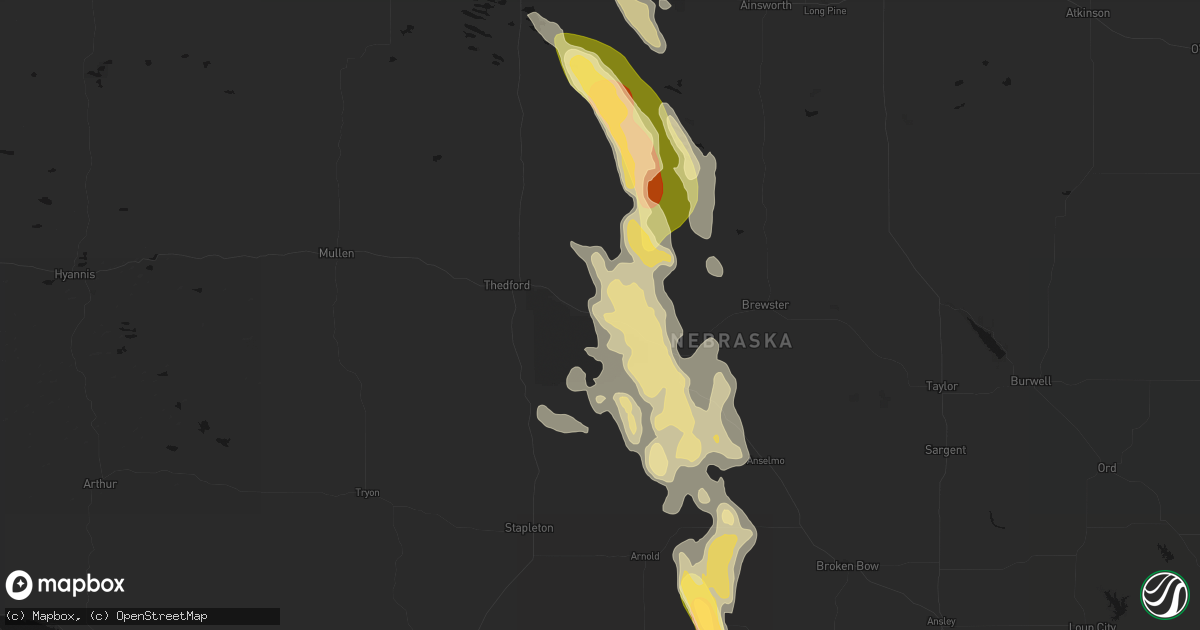 Hail map in Halsey, NE on August 20, 2026