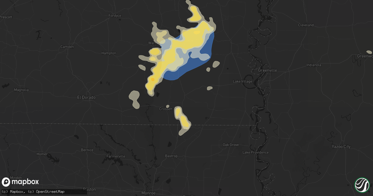 Hail map in Hamburg, AR on August 20, 2026