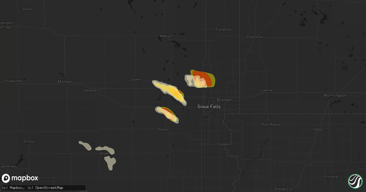 Hail map in Hartford, SD on August 20, 2026