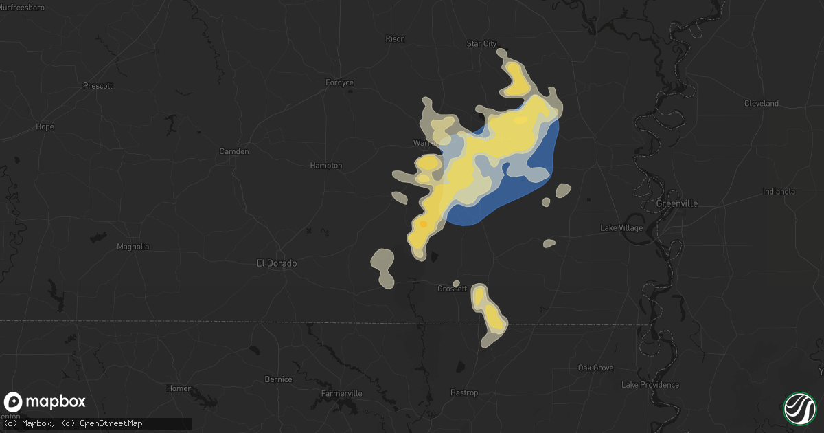 Hail map in Hermitage, AR on August 20, 2026