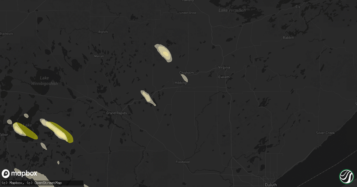 Hail map in Hibbing, MN on August 20, 2026