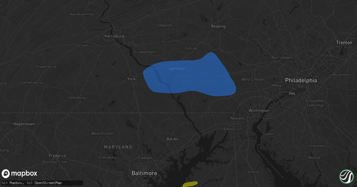 Hail map in Holtwood, PA on August 20, 2026