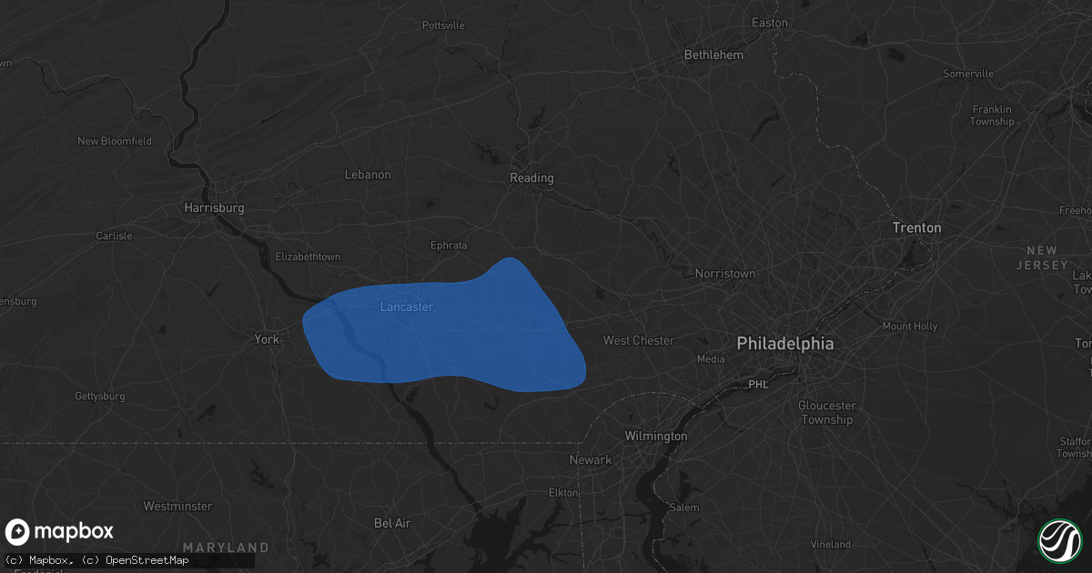 Hail map in Honey Brook, PA on August 20, 2026