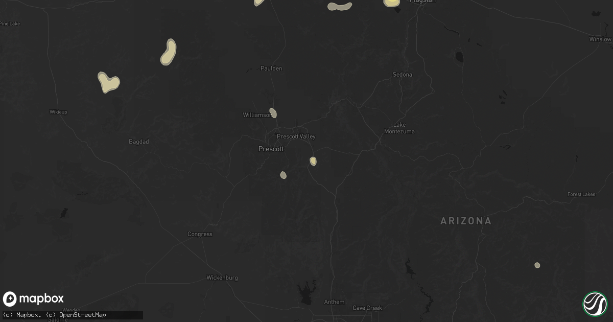 Hail map in Humboldt, AZ on August 20, 2026