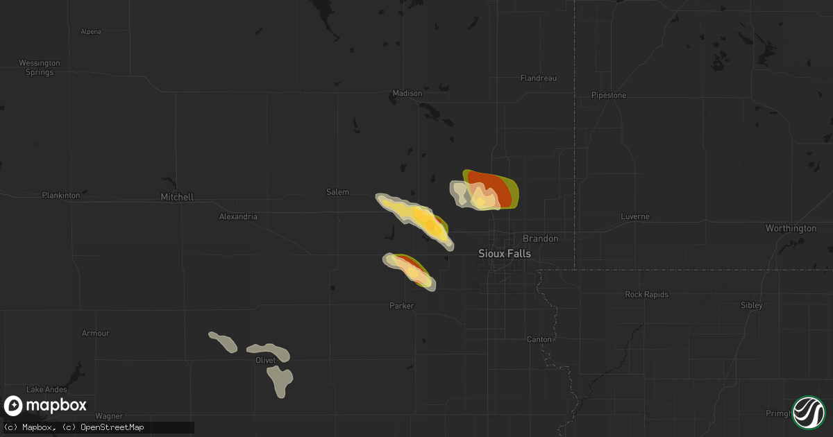 Hail map in Humboldt, SD on August 20, 2026