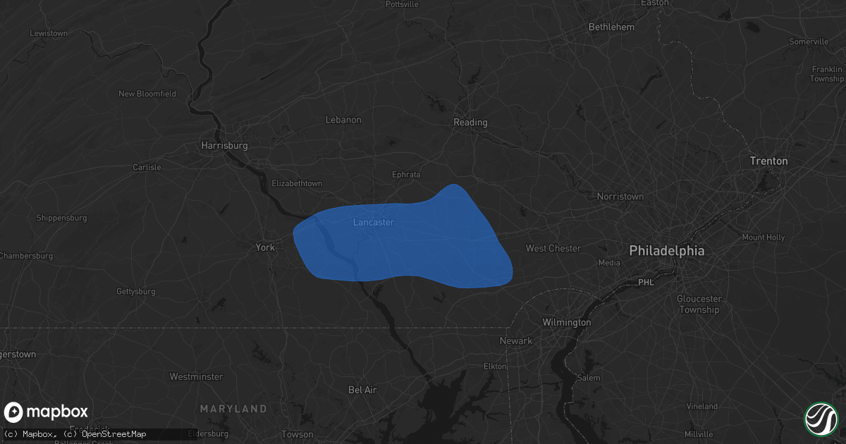 Hail map in Intercourse, PA on August 20, 2026