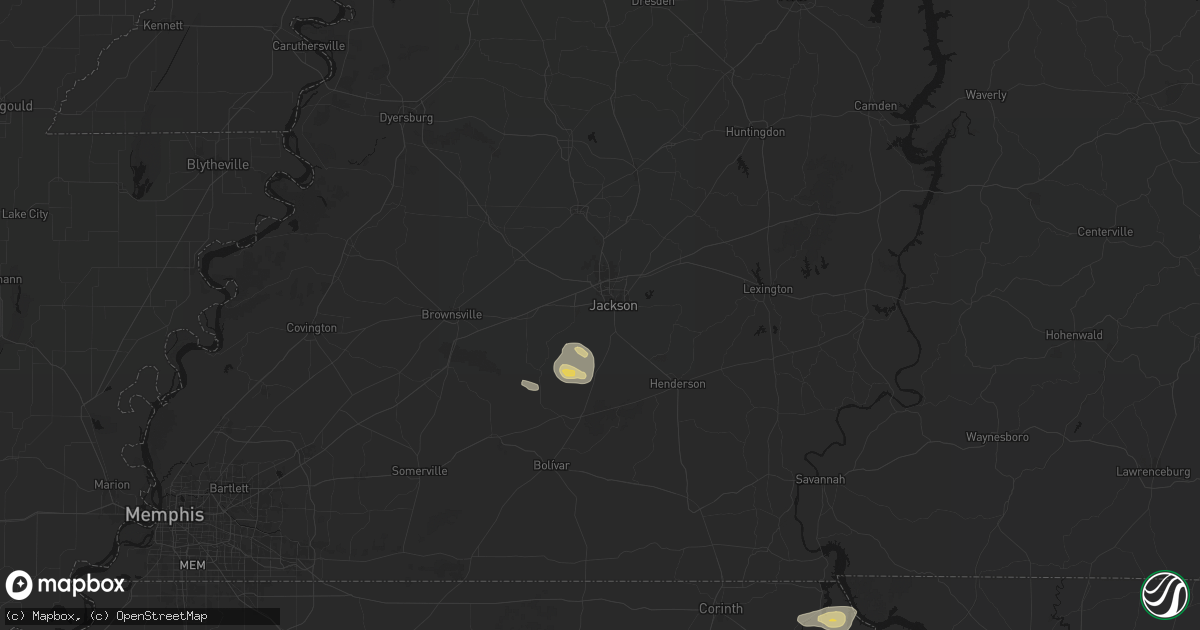 Hail map in Jackson, TN on August 20, 2026