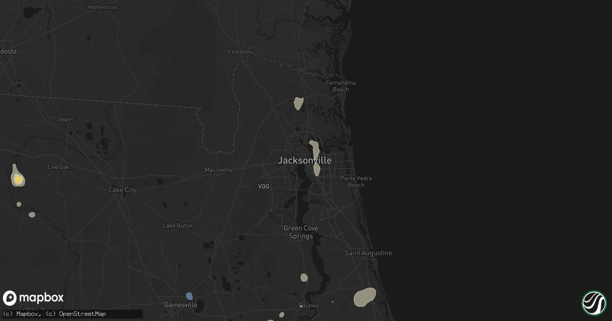 Hail map in Jacksonville, FL on August 20, 2026