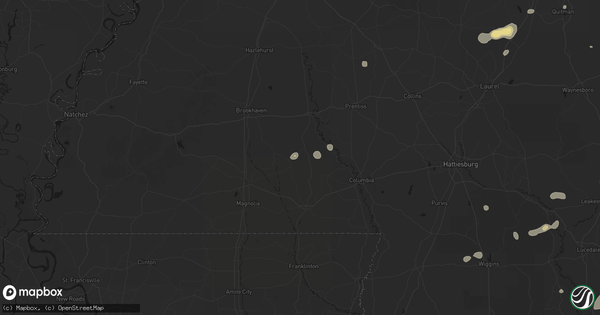 Hail map in Jayess, MS on August 20, 2026