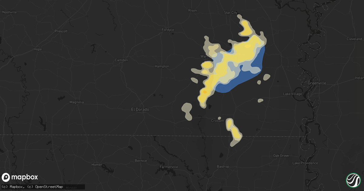 Hail map in Jersey, AR on August 20, 2026