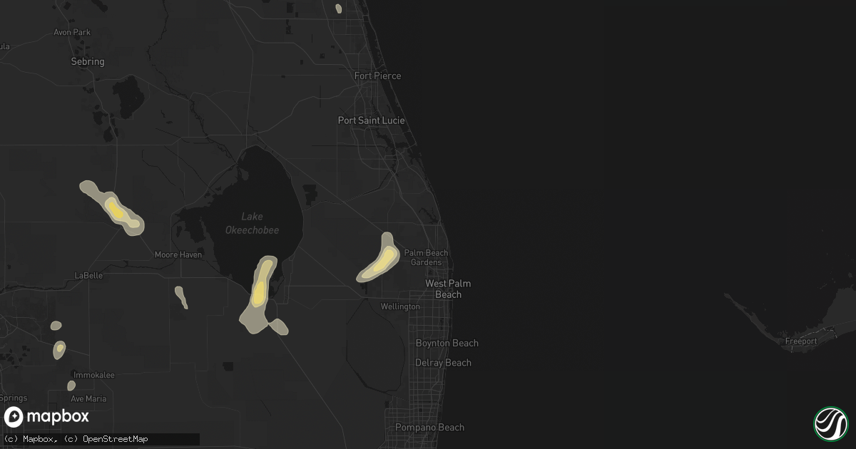 Hail map in Jupiter, FL on August 20, 2026