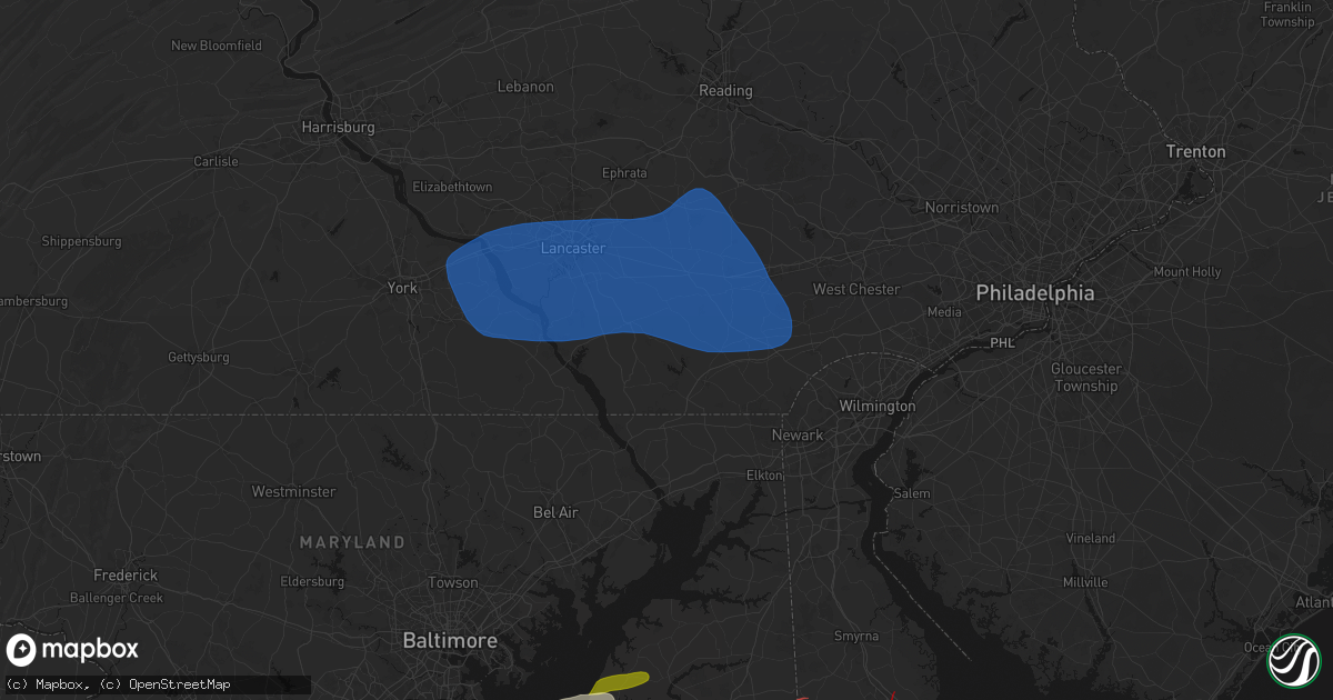 Hail map in Kirkwood, PA on August 20, 2026