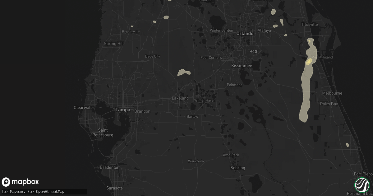 Hail map in Lakeland, FL on August 20, 2026