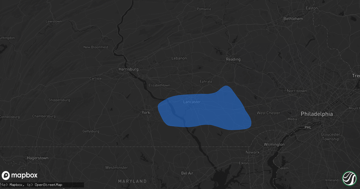 Hail map in Landisville, PA on August 20, 2026