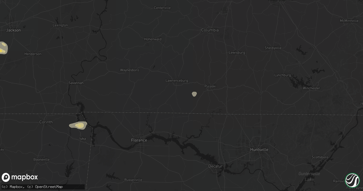 Hail map in Leoma, TN on August 20, 2026