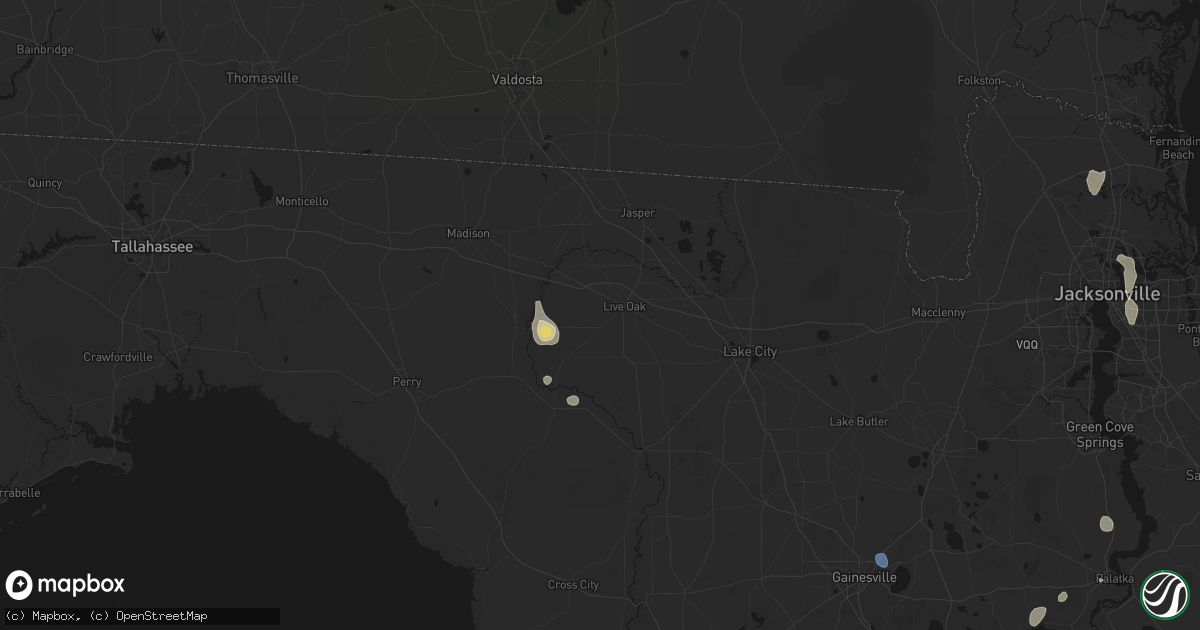Hail map in Live Oak, FL on August 20, 2026