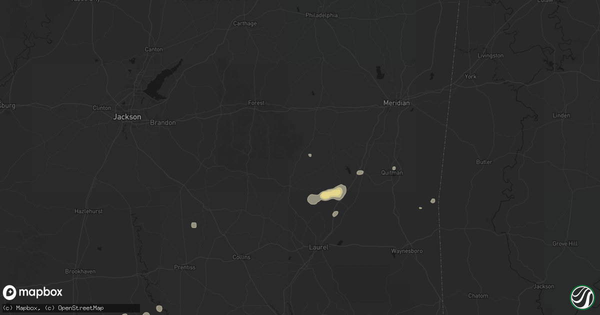 Hail map in Louin, MS on August 20, 2026