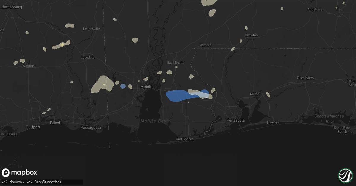 Hail map in Loxley, AL on August 20, 2026
