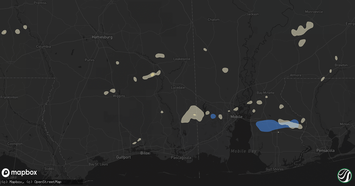 Hail map in Lucedale, MS on August 20, 2026