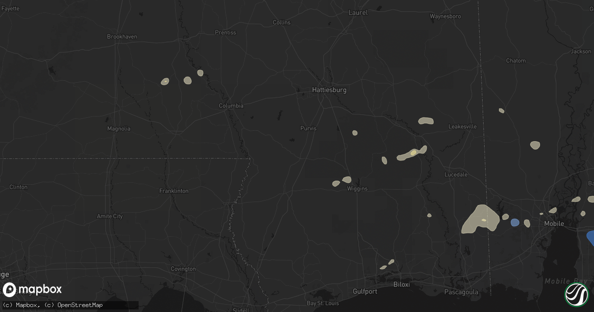 Hail map in Lumberton, MS on August 20, 2026
