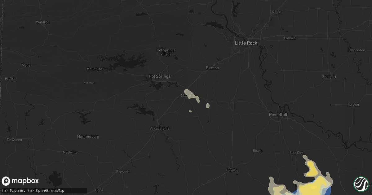 Hail map in Malvern, AR on August 20, 2026