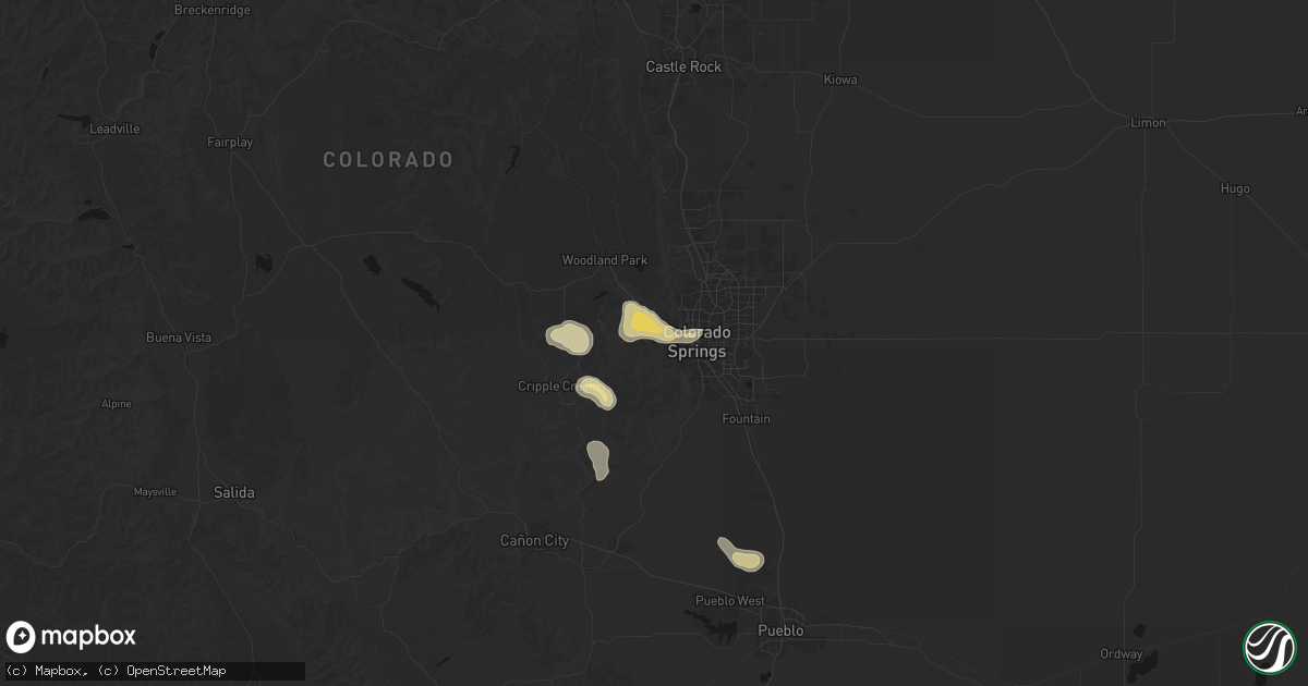 Hail map in Manitou Springs, CO on August 20, 2026