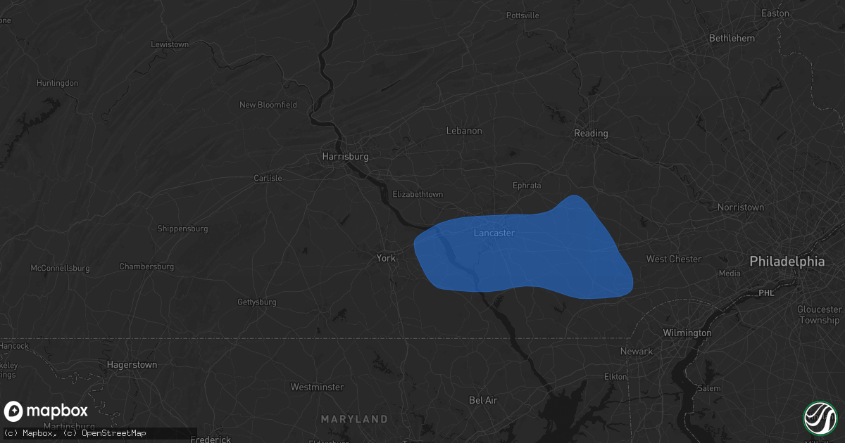Hail map in Marietta, PA on August 20, 2026