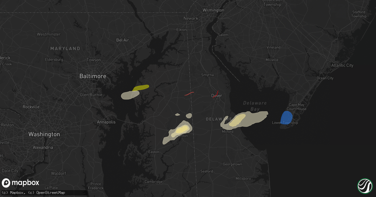 Hail map in Marydel, MD on August 20, 2026