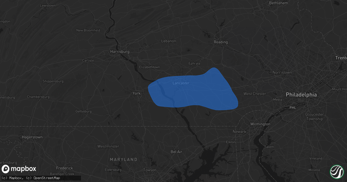 Hail map in Millersville, PA on August 20, 2026