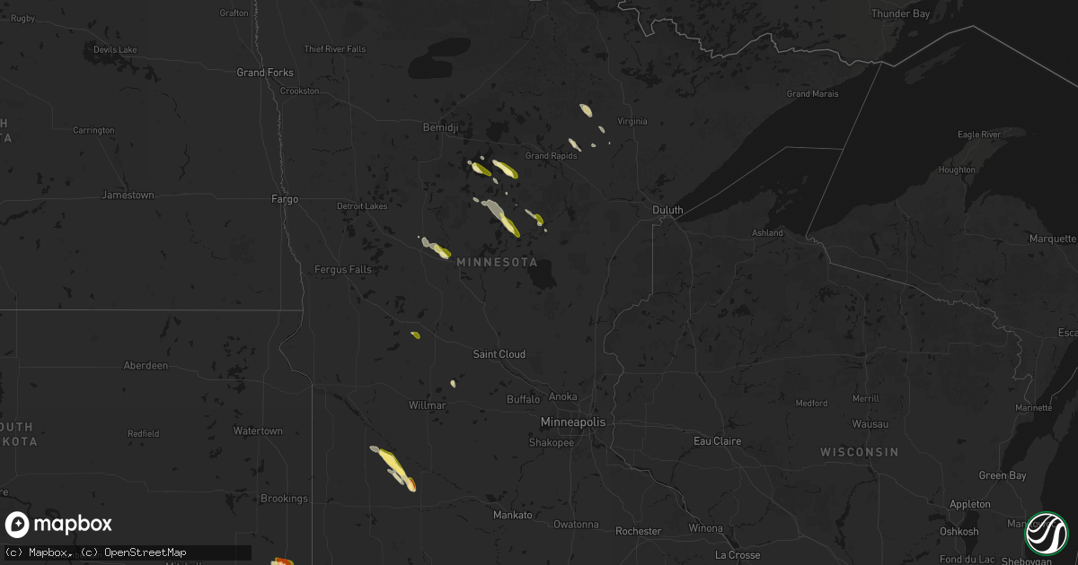 Hail map in Minnesota on August 20, 2026