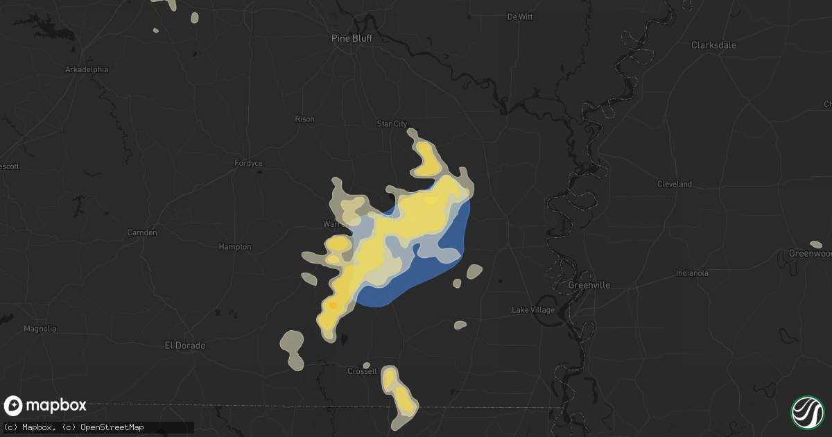 Hail map in Monticello, AR on August 20, 2026