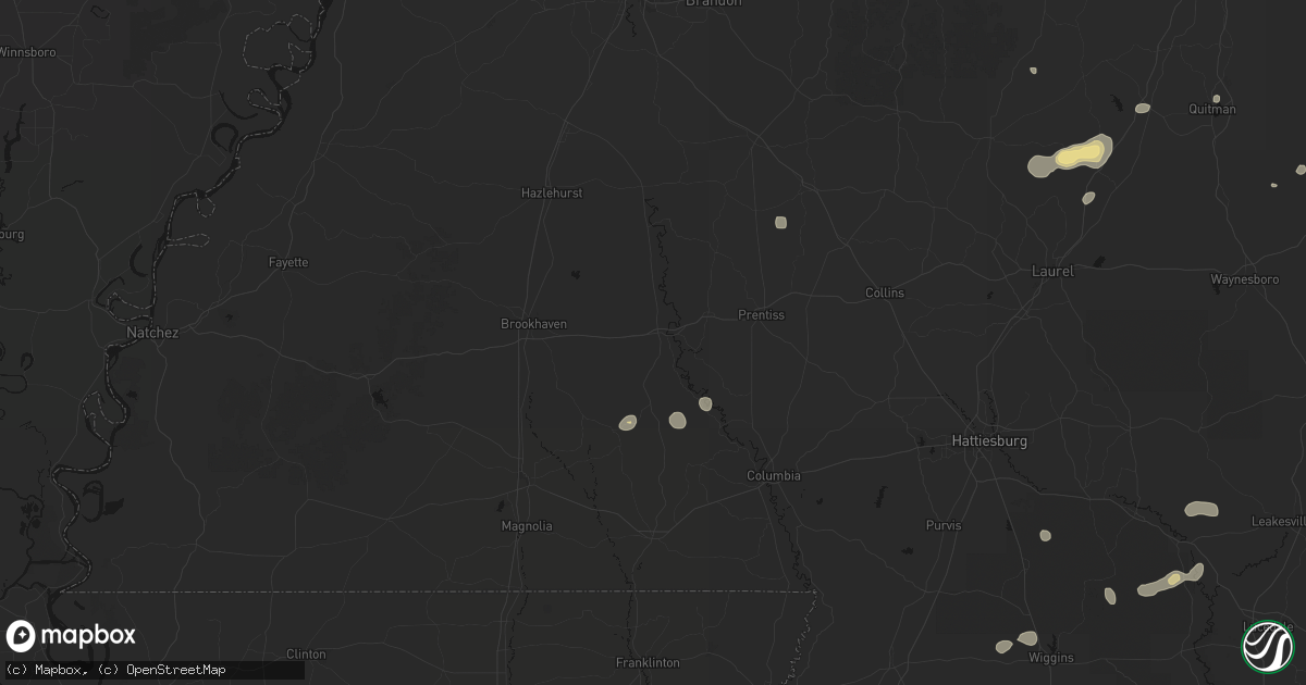 Hail map in Monticello, MS on August 20, 2026