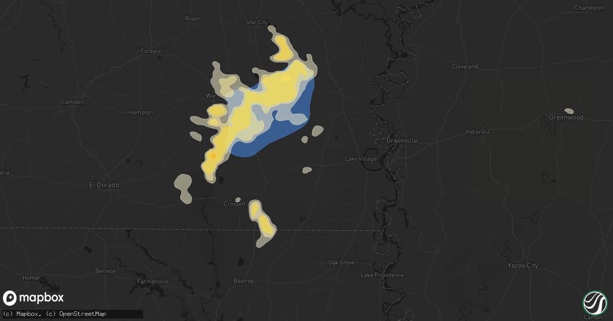 Hail map in Montrose, AR on August 20, 2026
