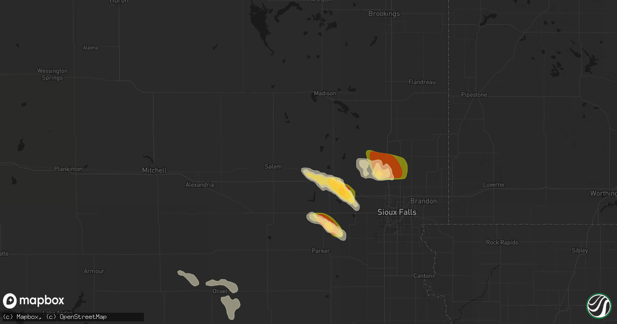 Hail map in Montrose, SD on August 20, 2026