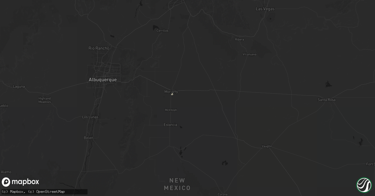 Hail map in Moriarty, NM on August 20, 2026