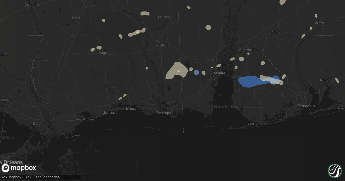 Hail map in Moss Point, MS on August 20, 2026