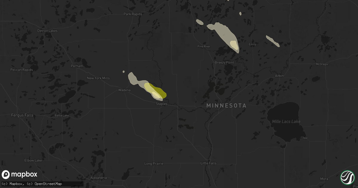 Hail map in Motley, MN on August 20, 2026