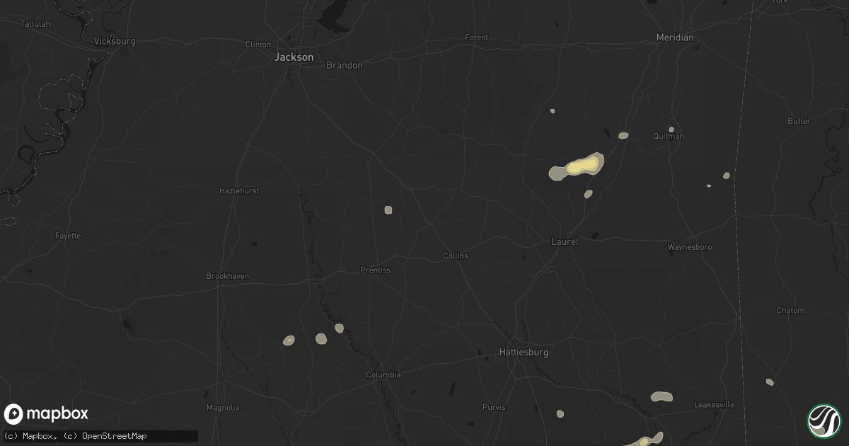 Hail map in Mount Olive, MS on August 20, 2026