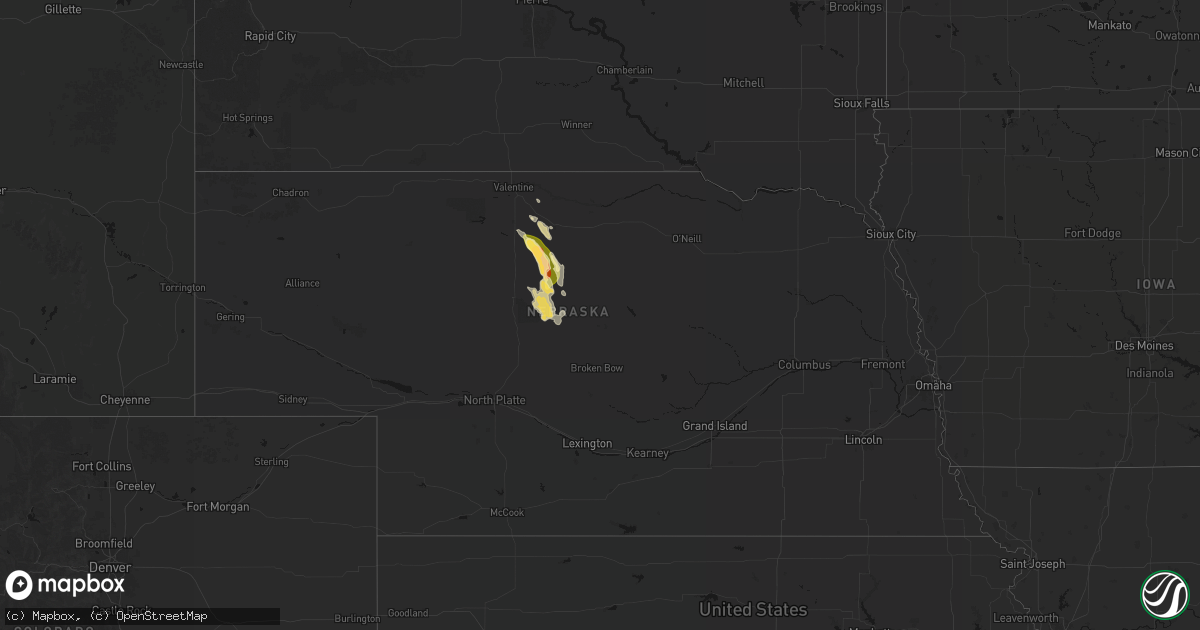 Hail map in Nebraska on August 20, 2026