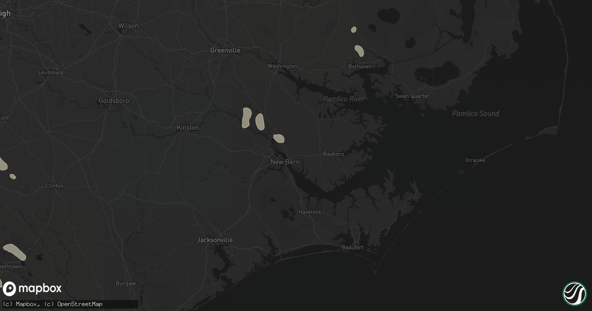 Hail map in New Bern, NC on August 20, 2026