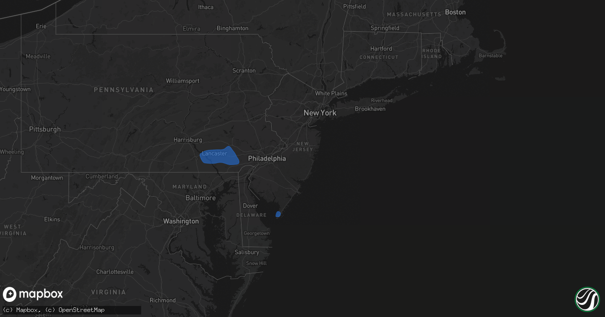 Hail map in New Jersey on August 20, 2026