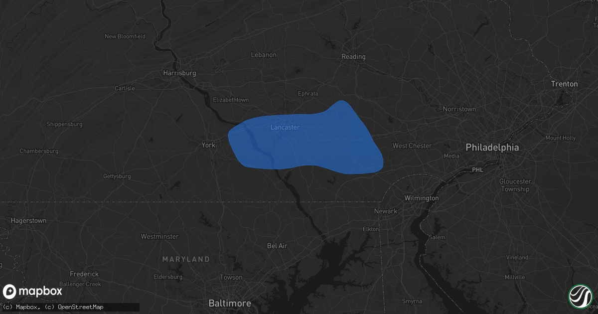 Hail map in New Providence, PA on August 20, 2026