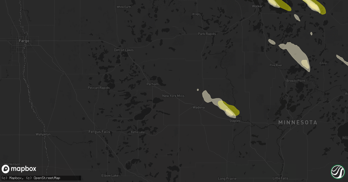 Hail map in New York Mills, MN on August 20, 2026