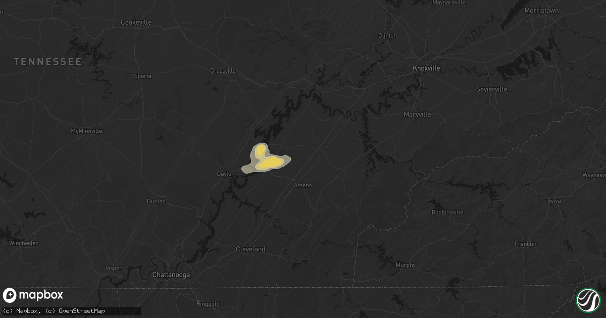 Hail map in Niota, TN on August 20, 2026